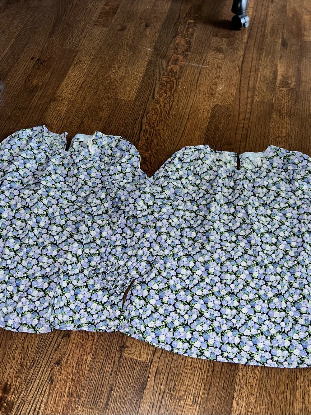 NWOT 5/6 Hill House Light Blue Floral Top/Tunic dress with Green Accents